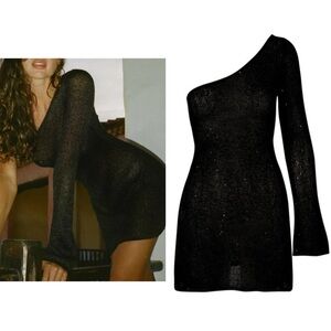 Asta Resort Maya One Shoulder Mini Dress Black Sequins